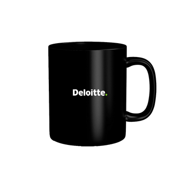 Plain black ceramic coffee mug - ideal for corporate drinkware needs.