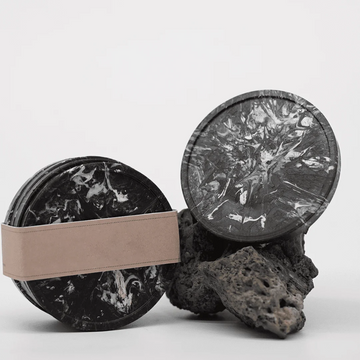 Handcrafted Recycled Coaster - Stone Black - Set of 4 - Ideal Corporate Gift - Home & Kitchen