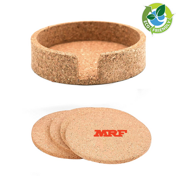 Cork Coaster Set - Set of 4 eco-friendly coasters for corporate gifting, ideal for home & kitchen decor.