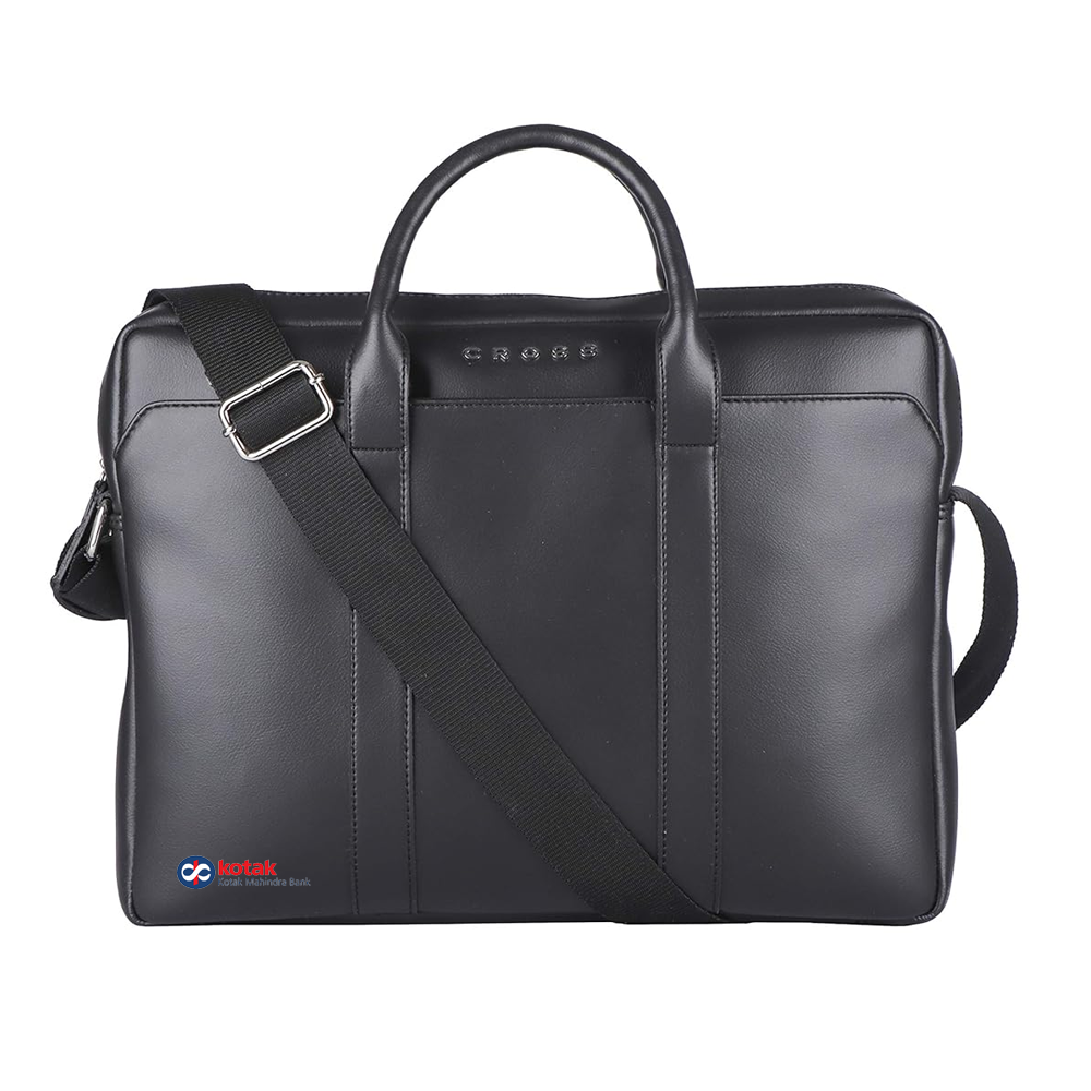 Vegan Leather Cross Briefcase for 14-inch laptops – Lightweight, adjustable strap, and convenient zipper closure, perfect for business and travel.