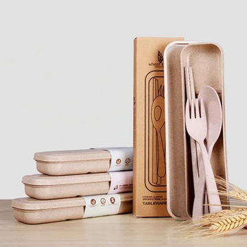 Bamboo Wheat Straw Cutlery Set - Sustainable Home & Kitchen Solution - Ideal for Corporate Gifting