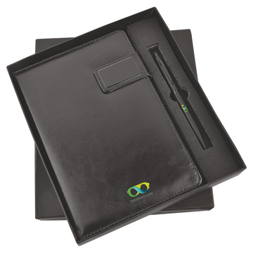 Starter Splash Pack - Classic Black Diary and Pen, the epitome of sophistication and functionality in one sleek set.