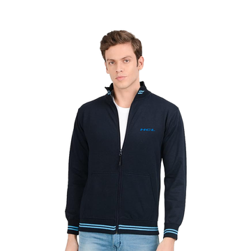 Men's Rich Cotton High Neck Sweatshirt-Jacket - Elevate your corporate style with comfort and sophistication.