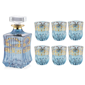 Blue Set of 7 Whisky Glasses, a pinnacle of sophistication and craftsmanship for elevated moments.
