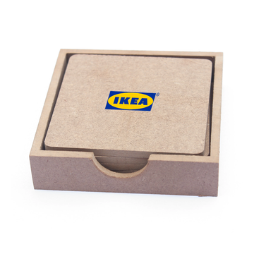 MDF Square Coasters Set: A set of 4 stylish coasters for home and kitchen use. Perfect for corporate gifting.