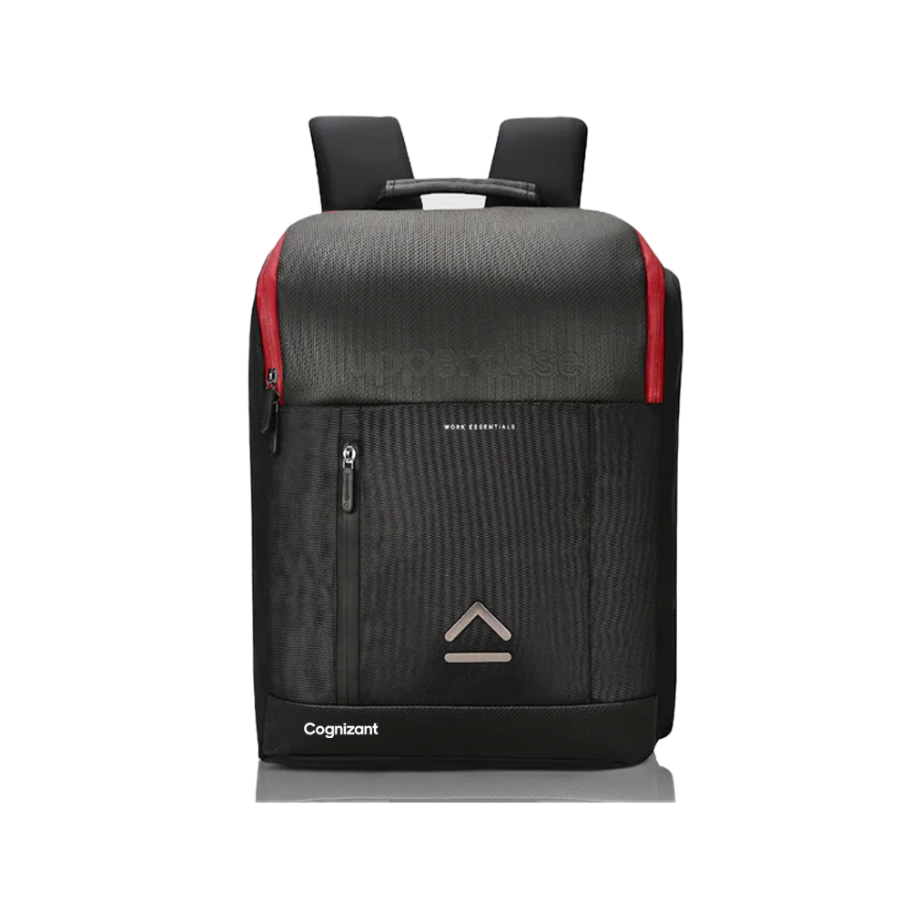 Explore the eco-friendly uppercase Sigma Professional Black Laptop Backpack, a tech-savvy option for corporate gifting and merchandise.