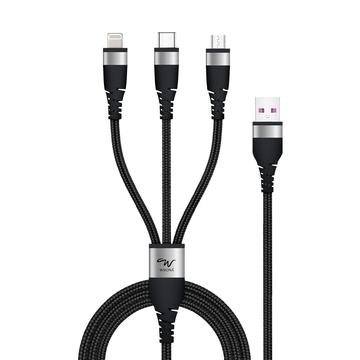 3 in 1 Nylon Braided USB Fast Charging Cable - versatile and powerful charging solution.