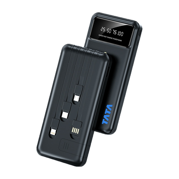 POWER 10 DISPLAY - 4-IN-1 Power Bank with Mobile Stand, Built-In Cables, and 10000mAh Battery. Ideal for electronic corporate gifts and tech accessories.