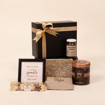 Elegant Golden Truffle Empowerment Box, ideal Women's Day Corporate Gift, showcasing curated treats for a meaningful and empowering celebration.