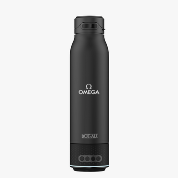 Insulated stainless steel bottle with integrated Bluetooth speaker, 700 ml capacity.