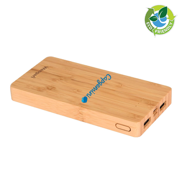 Aspen 10000mAh Bamboo Power Bank: Stylish tech accessory and corporate gift item.