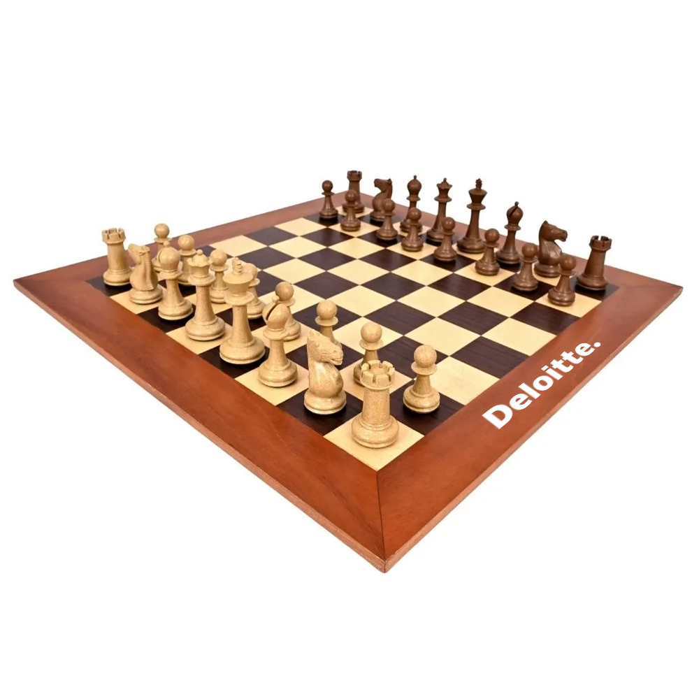 Inspiration Chess Set with inlay wooden board, ideal desk accessories, perfect for corporate gifting.