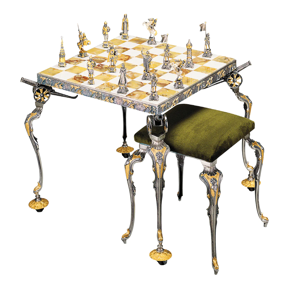 Silver Luxury Chess with Table - Elevate your gifting with sophistication and elegance. Perfect for luxury gifting occasions.