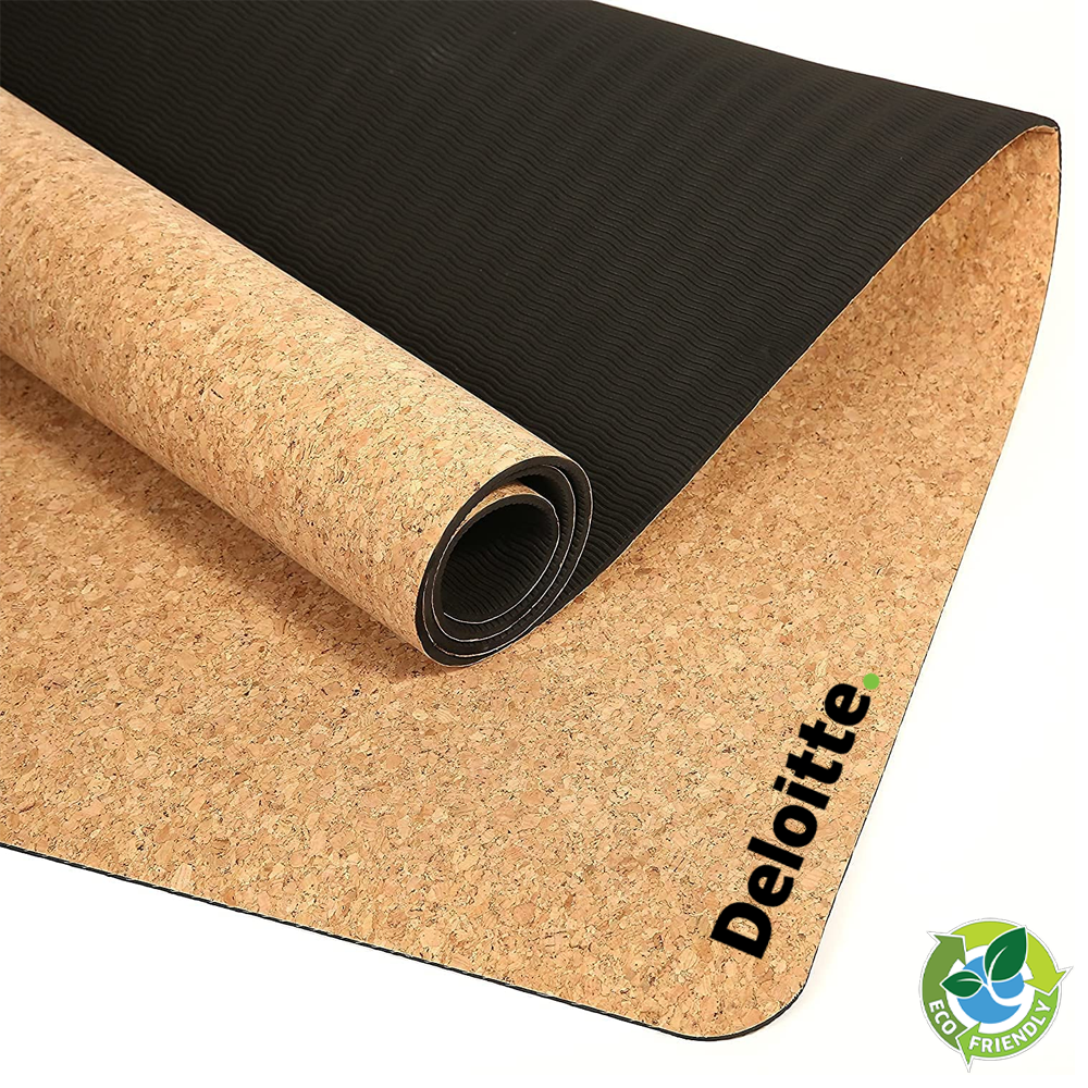 Eco-friendly Cork & Rubber Yoga Mat for Fitness & Wellness.