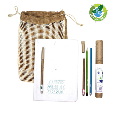 EnviroPlans Pro: Plantable Stationery Bag with Diary & Pen-Pencil Combo - Sustainable Corporate Gifts
