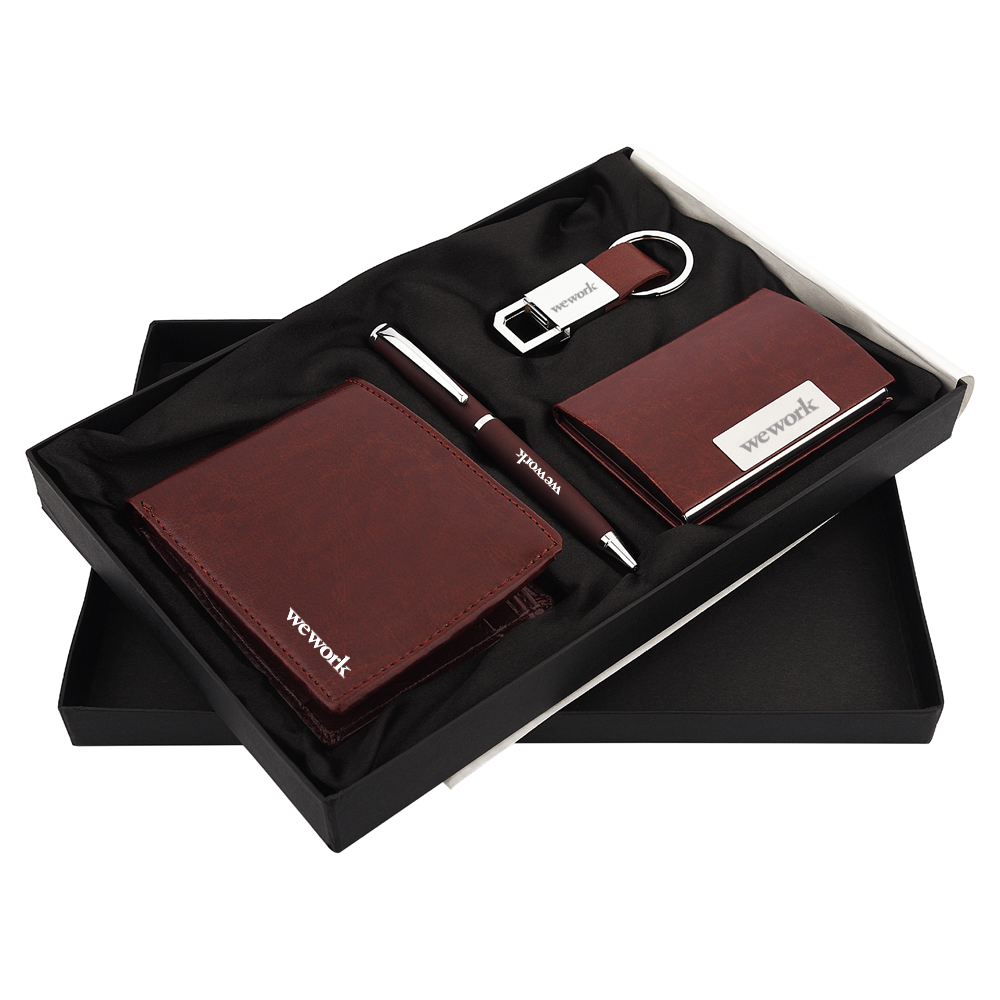 Men's Welcome Kit: Wallet, Pen, Keychain, and Visiting Card Holder – Elevate your essentials with style and functionality.