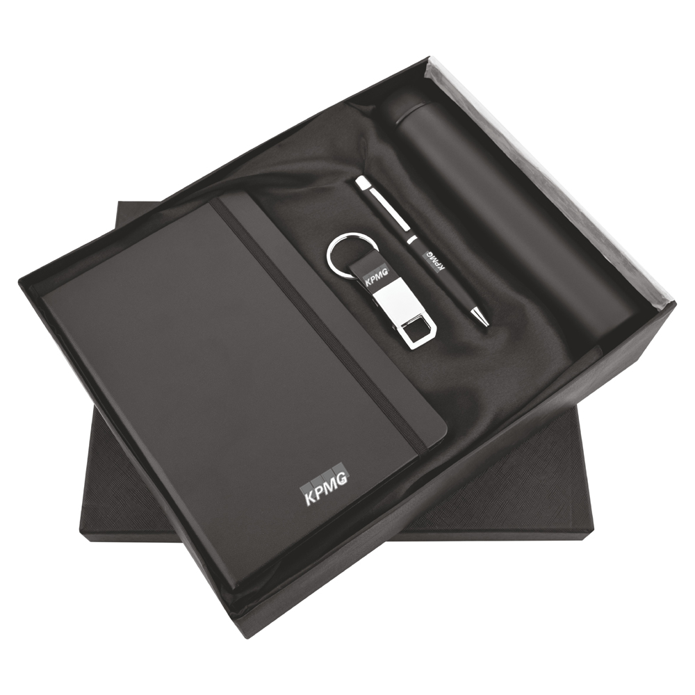 Newbie Necessities Set - A curated collection including a temperature bottle, diary, pen, and keychain with umbrella for a complete and stylish set.