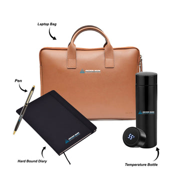 Rio Laptop Bag with Temperature Bottle, Hard Bound Diary & Pen - Welcome Kit