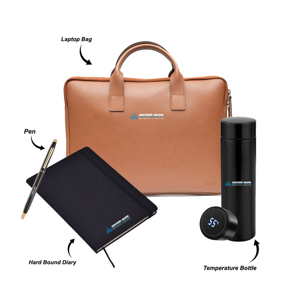 Rio Laptop Bag with Temperature Bottle, Hard Bound Diary & Pen - Welcome Kit: Equip your team like a pro!