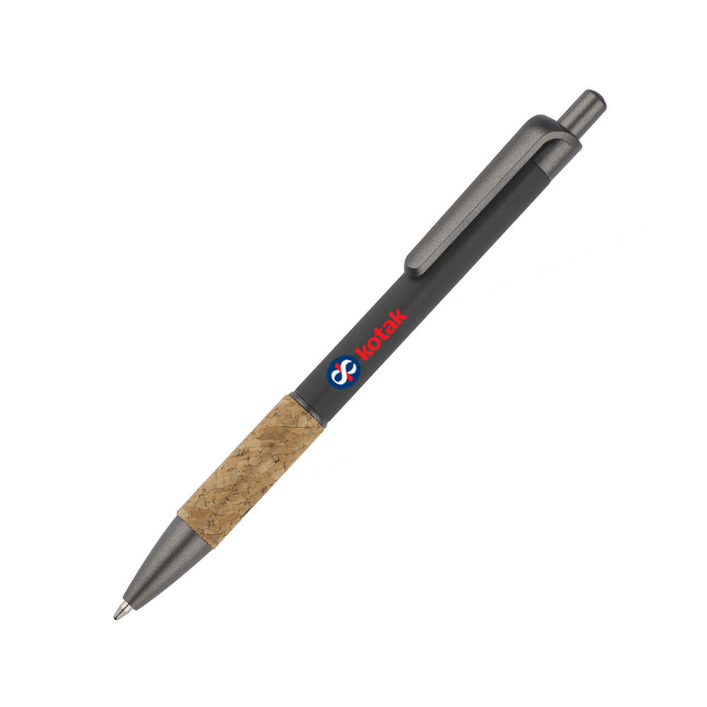 Metal Cork Grip Velvet Finish Pen - Stylish, eco-friendly writing instrument.