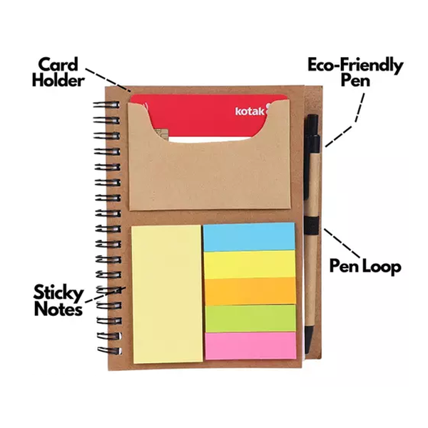 Eco Friendly Sticky Pad Notebook with Clear Cover & Pen - Stationery ...