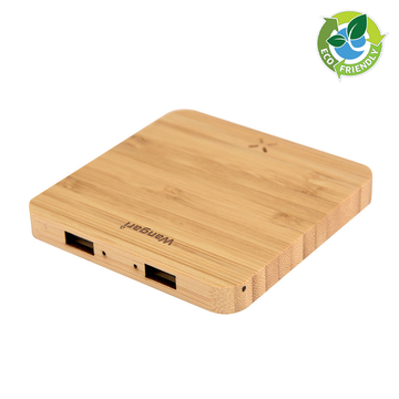 Pine 15 W Bamboo Wireless Charger with USB Hub - Tech Accessories - Corporate Gift Items