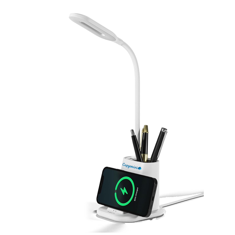 Upgrade your workspace with sophistication – meet the Elegant Multifunctional Desk Lamp, featuring a Wireless Charger and Pen Stand for ultimate efficiency.