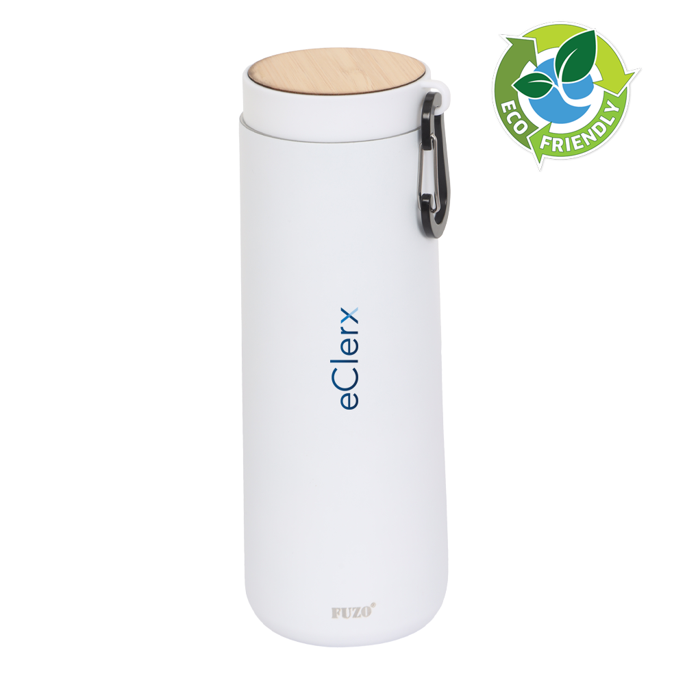 Swirl SS Bottle with Bamboo Top: A stylish stainless steel bottle featuring an eco-friendly bamboo lid for a touch of nature.