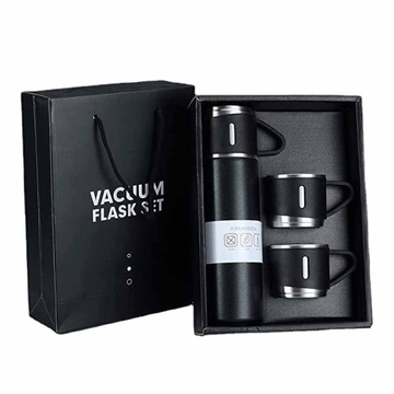Steel Vacuum Flask Set With Steel Cups Combo - Drinkware - Ideal Corporate Gift