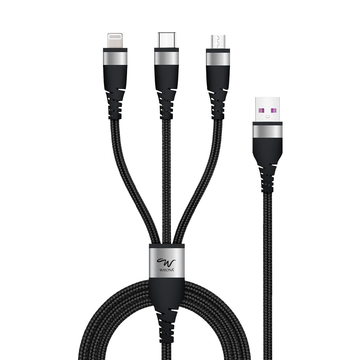 3 in 1 Nylon Braided 66W USB Fast Charging Cable - Tech Accessories - For Corporate Gifting