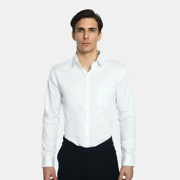 Men's White Regular Fit Solid Formal Shirt - Corporate Logo Apparel - Ideal Corporate gift