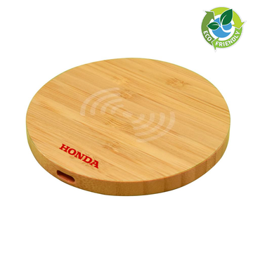 Olive 15W Round Wireless Bamboo Charger - Tech Accessories - Corporate Gift Items