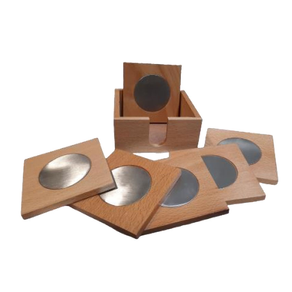 Wooden Tea Coasters with 6 Steel Plate - Eco-friendly home & kitchen accessory, perfect for corporate gifting.