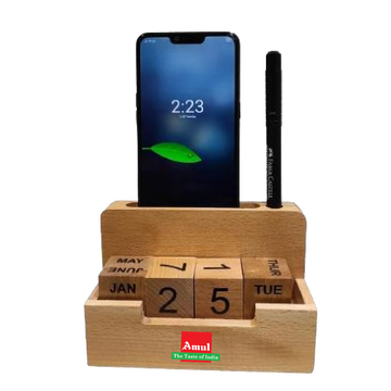 Wooden Desk organizer with Calender - Desktop Accessories - For Corporate Gifting